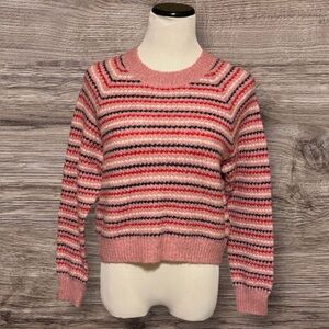 Sundry Stripe Raglan Sweater Dahlia & Navy SZ S